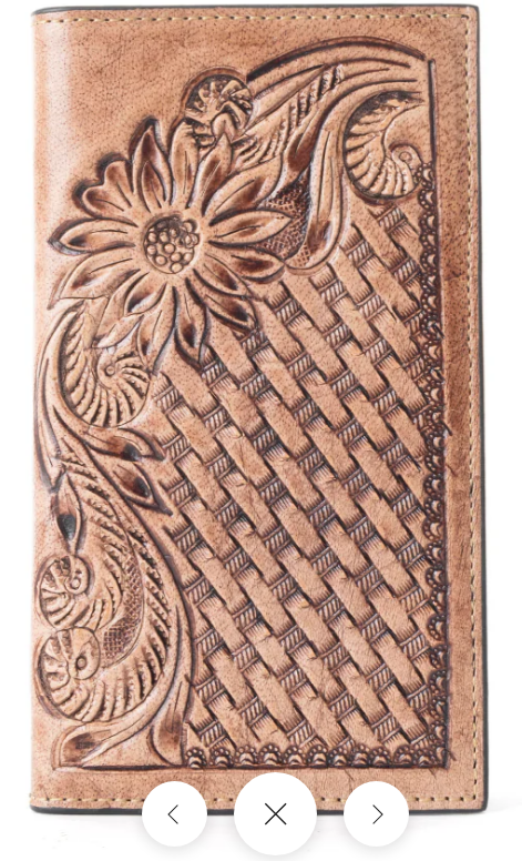 Women's Vintage Brown Tooled Wallet