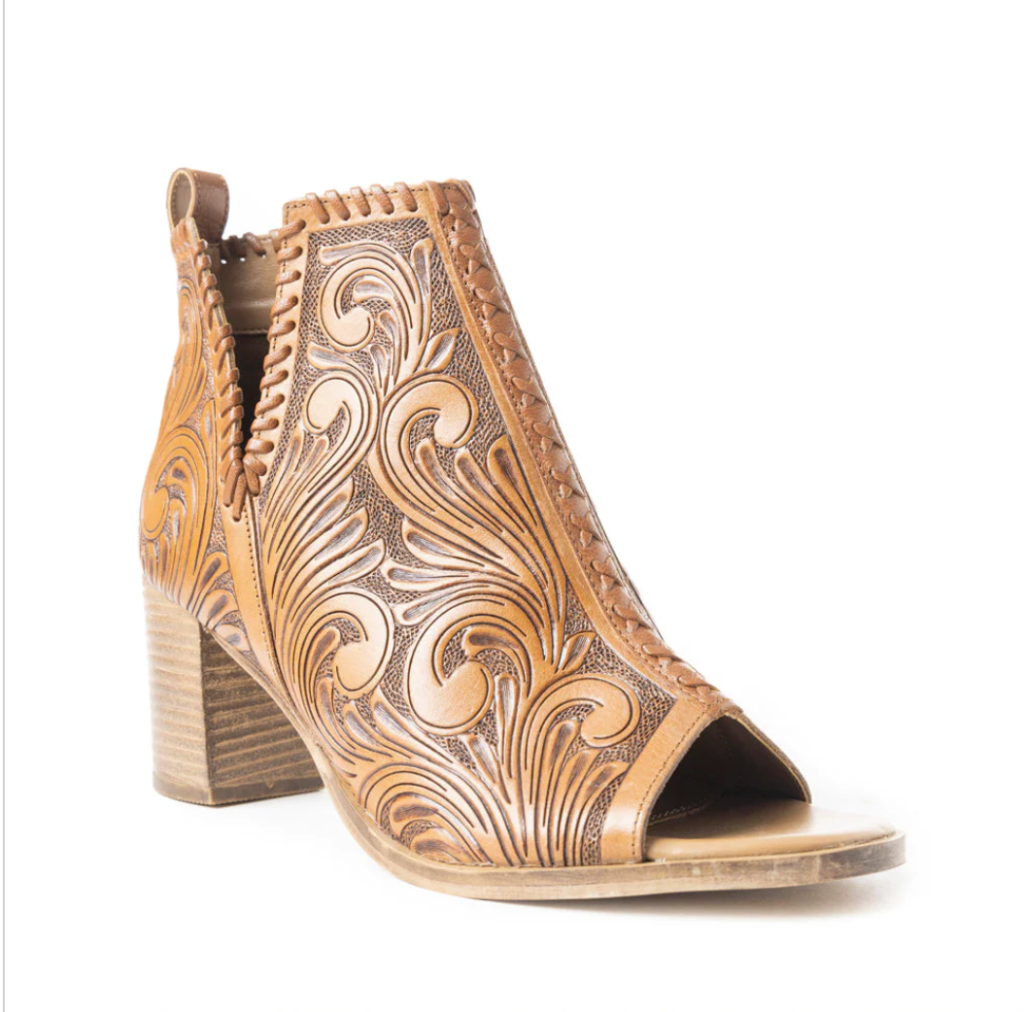 Myra Persimmonee Heel Tooled Leather